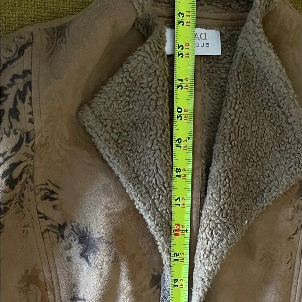 Dana Buchman Shearling Vest Women Size 10 Cognac Faux Suede Sherpa Cabincore - Picture 11 of 11